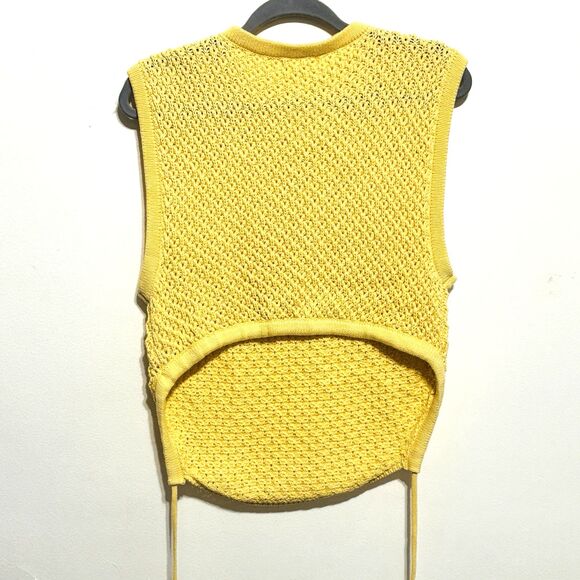 Buckle Gilded Intent Crochet Knit Crop Top Yellow Knit Sz Large - Picture 4 of 9